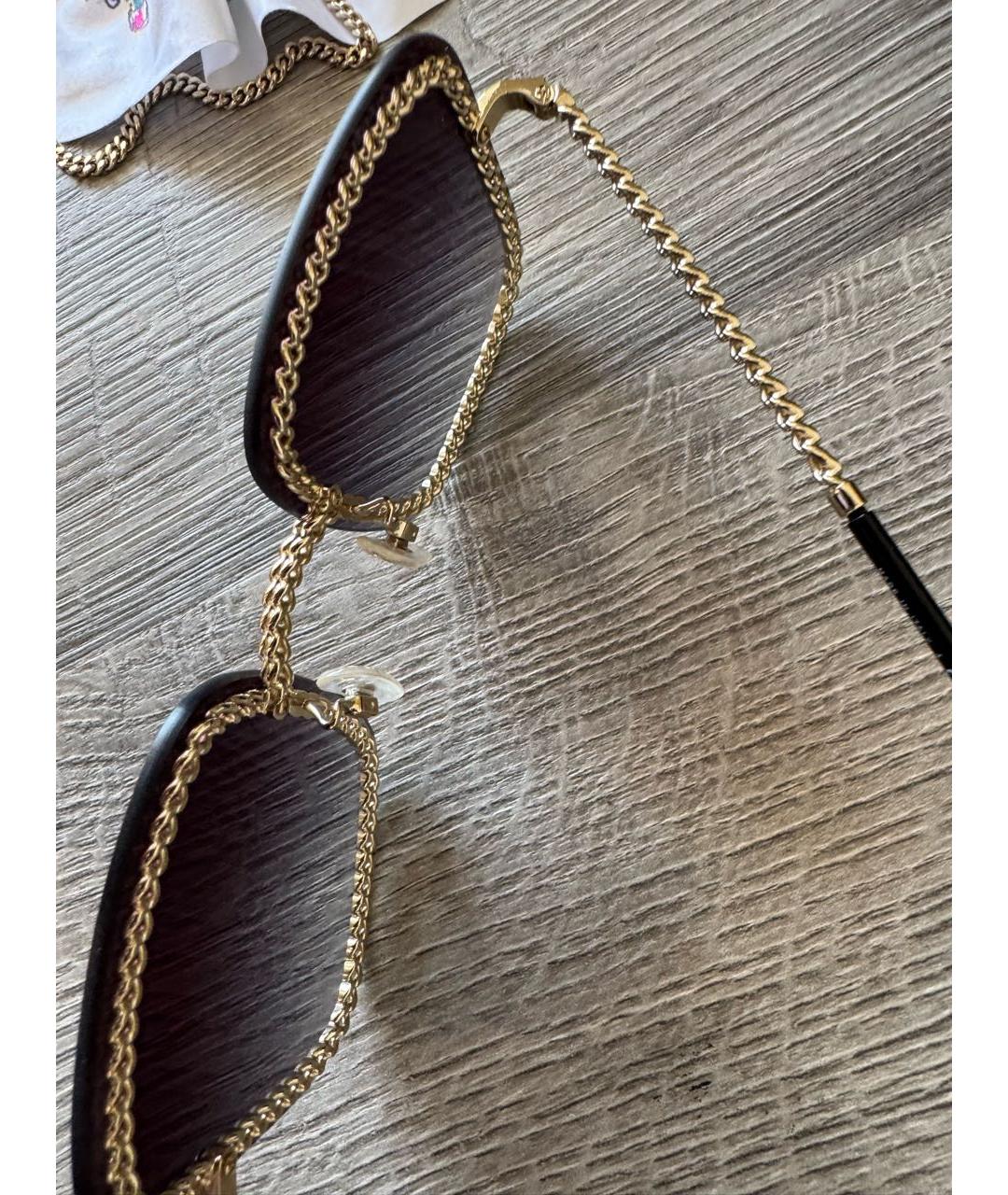 CHANEL Коричневые металлические солнцезащитные очки, фото 5