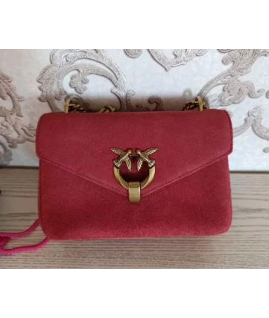 PINKO Бордовая замшевая сумка через плечо, фото 7