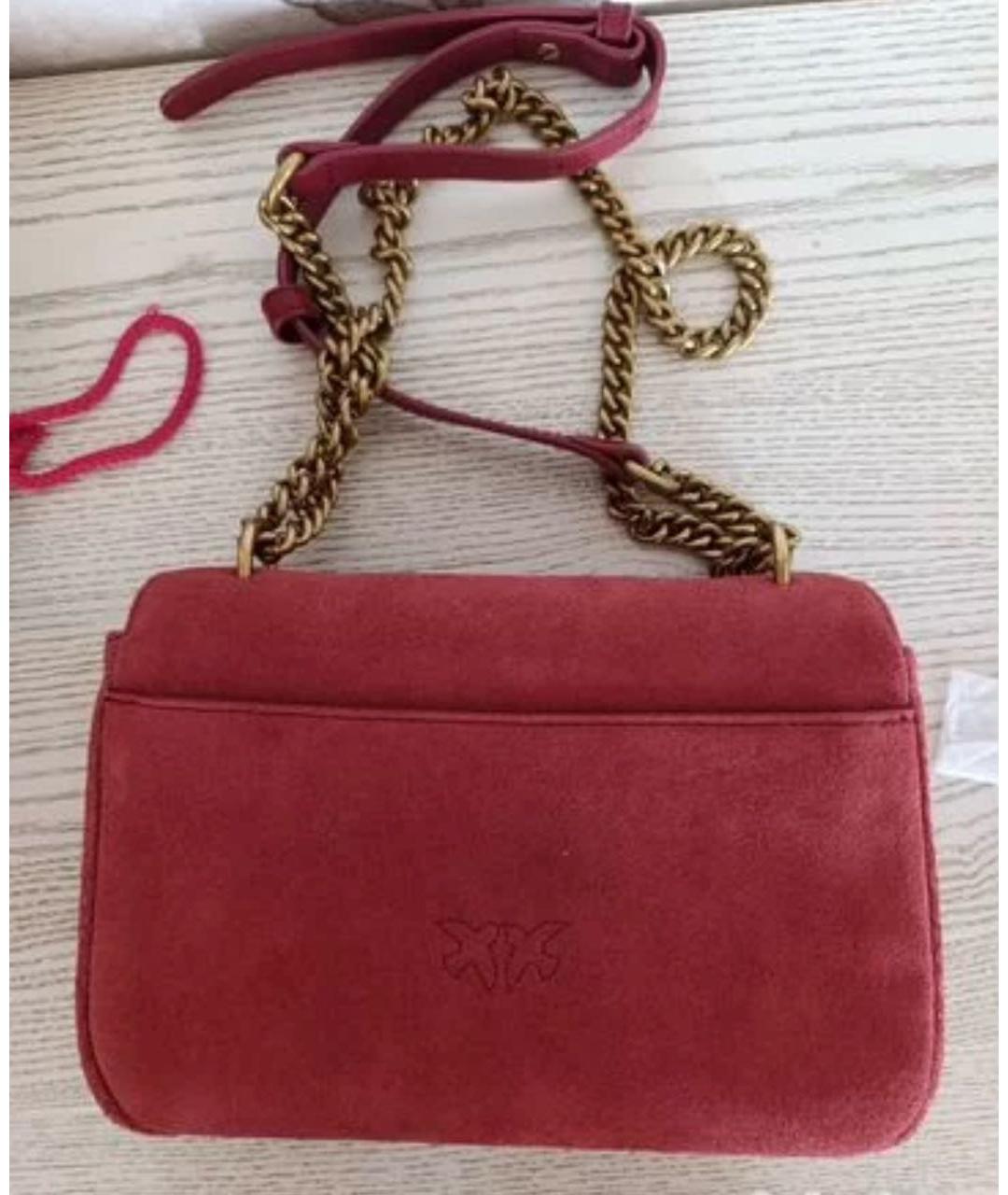 PINKO Бордовая замшевая сумка через плечо, фото 2