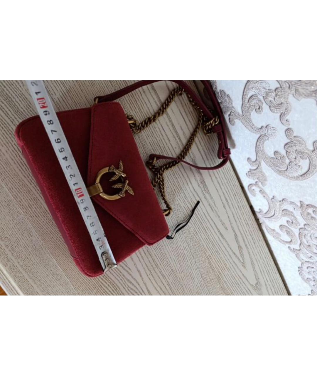 PINKO Бордовая замшевая сумка через плечо, фото 5