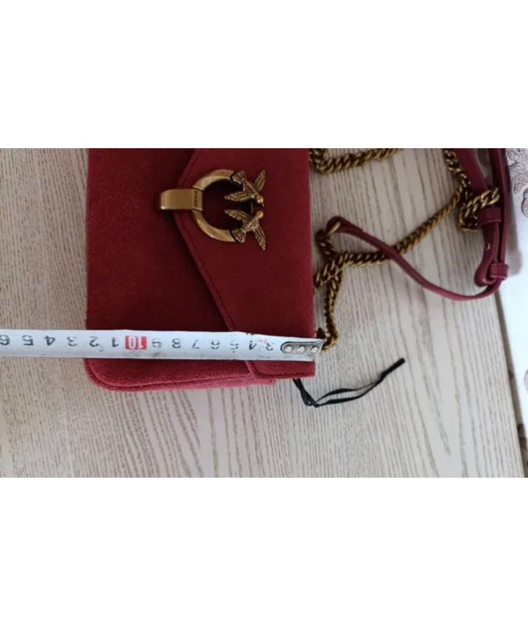 PINKO Бордовая замшевая сумка через плечо, фото 6