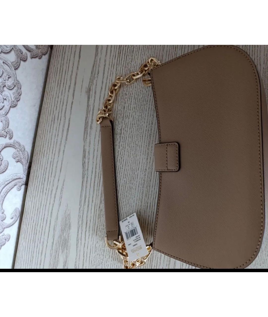 MICHAEL KORS Бежевая кожаная сумка через плечо, фото 3