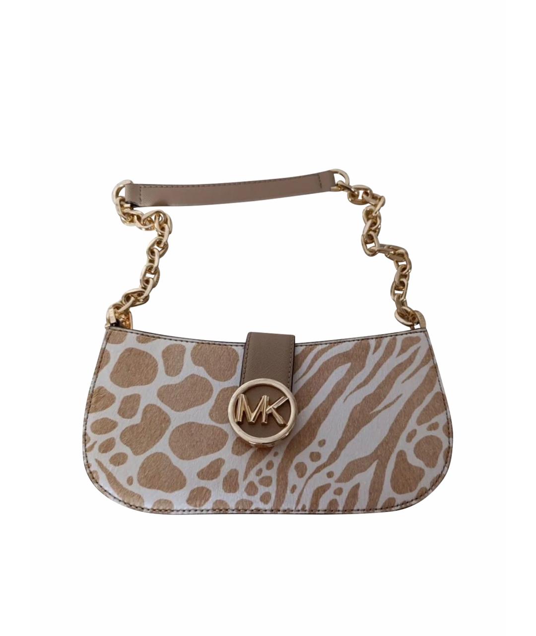 MICHAEL KORS Бежевая кожаная сумка через плечо, фото 1