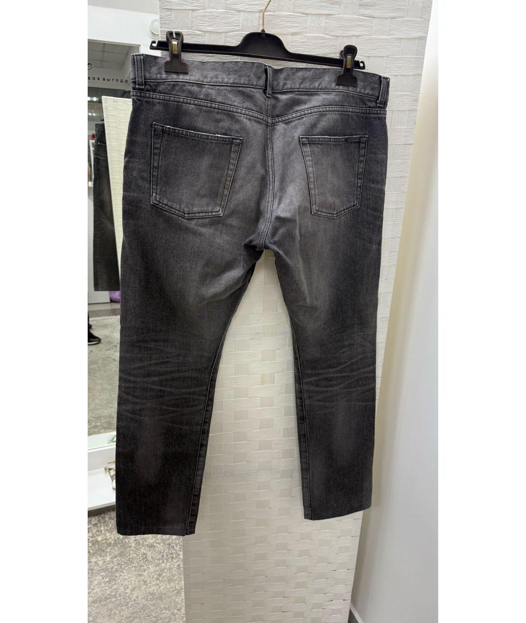 SAINT LAURENT Серые хлопковые прямые джинсы, фото 2