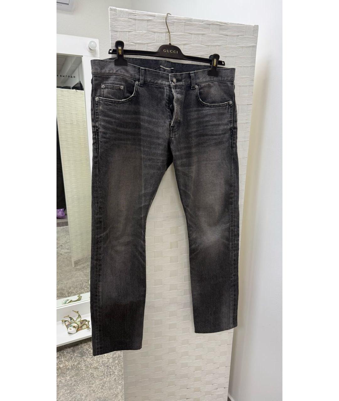 SAINT LAURENT Серые хлопковые прямые джинсы, фото 5