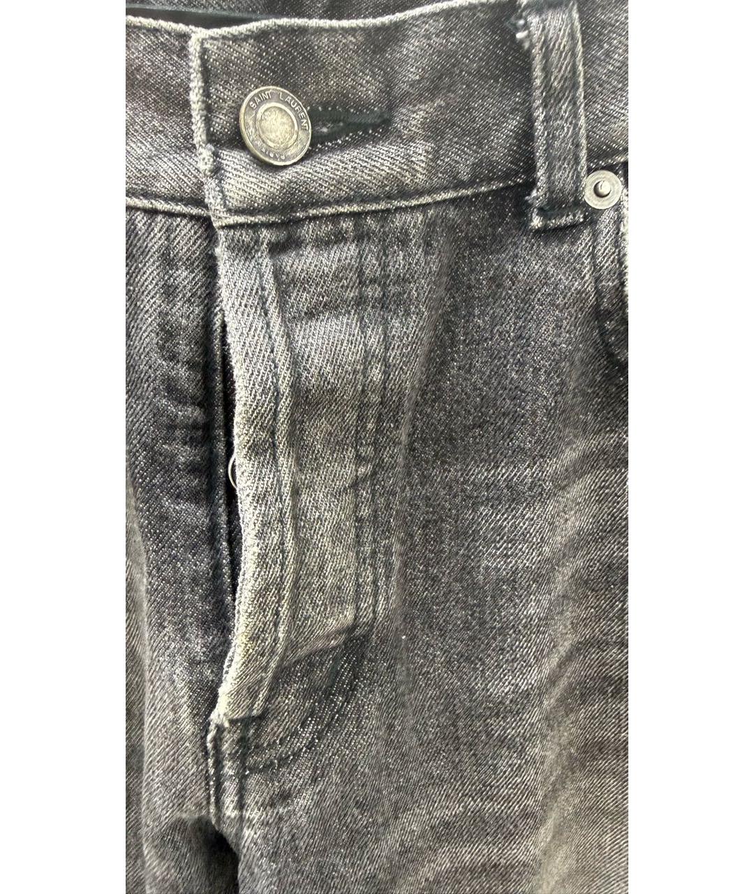 SAINT LAURENT Серые хлопковые прямые джинсы, фото 3