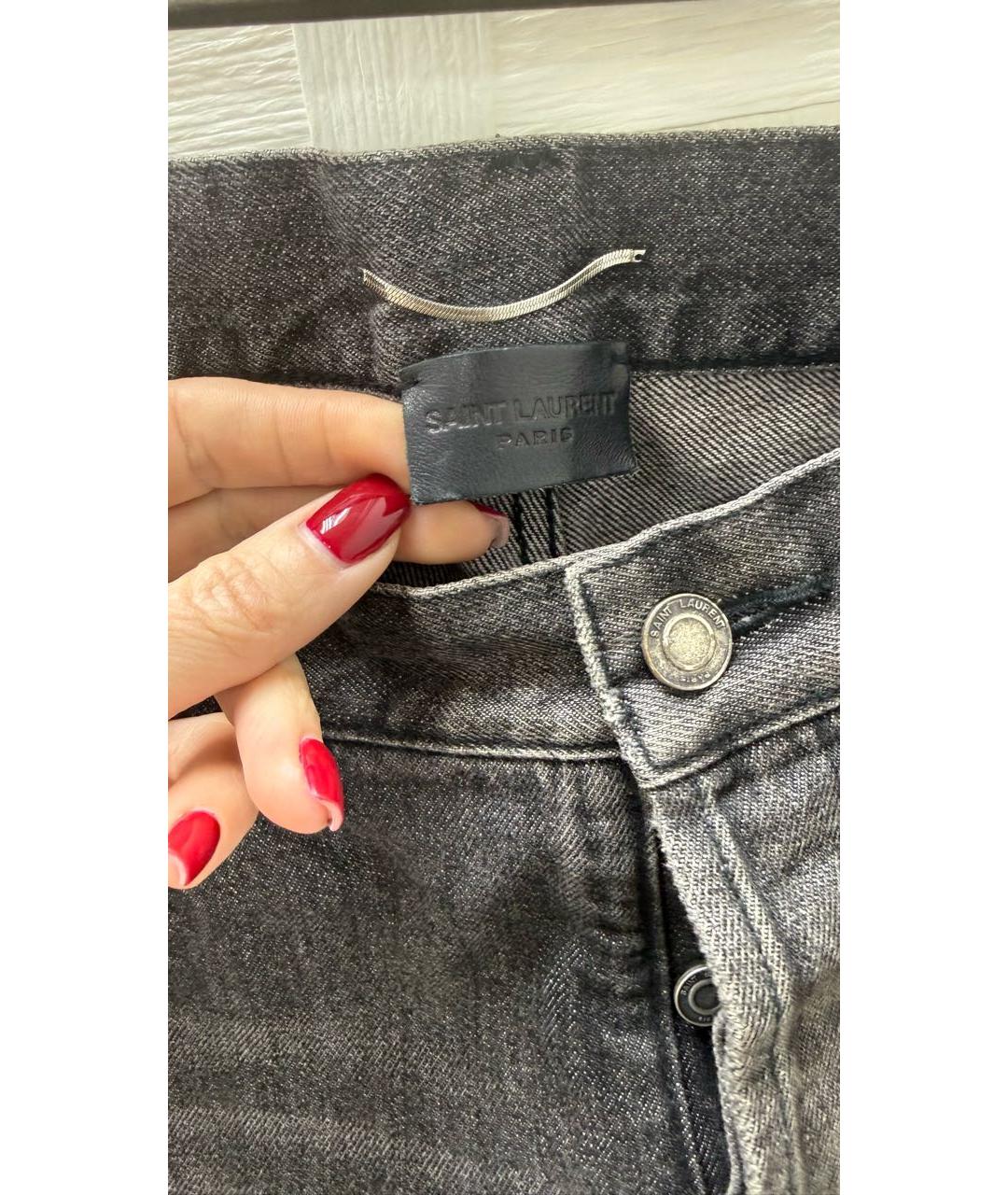 SAINT LAURENT Серые хлопковые прямые джинсы, фото 4