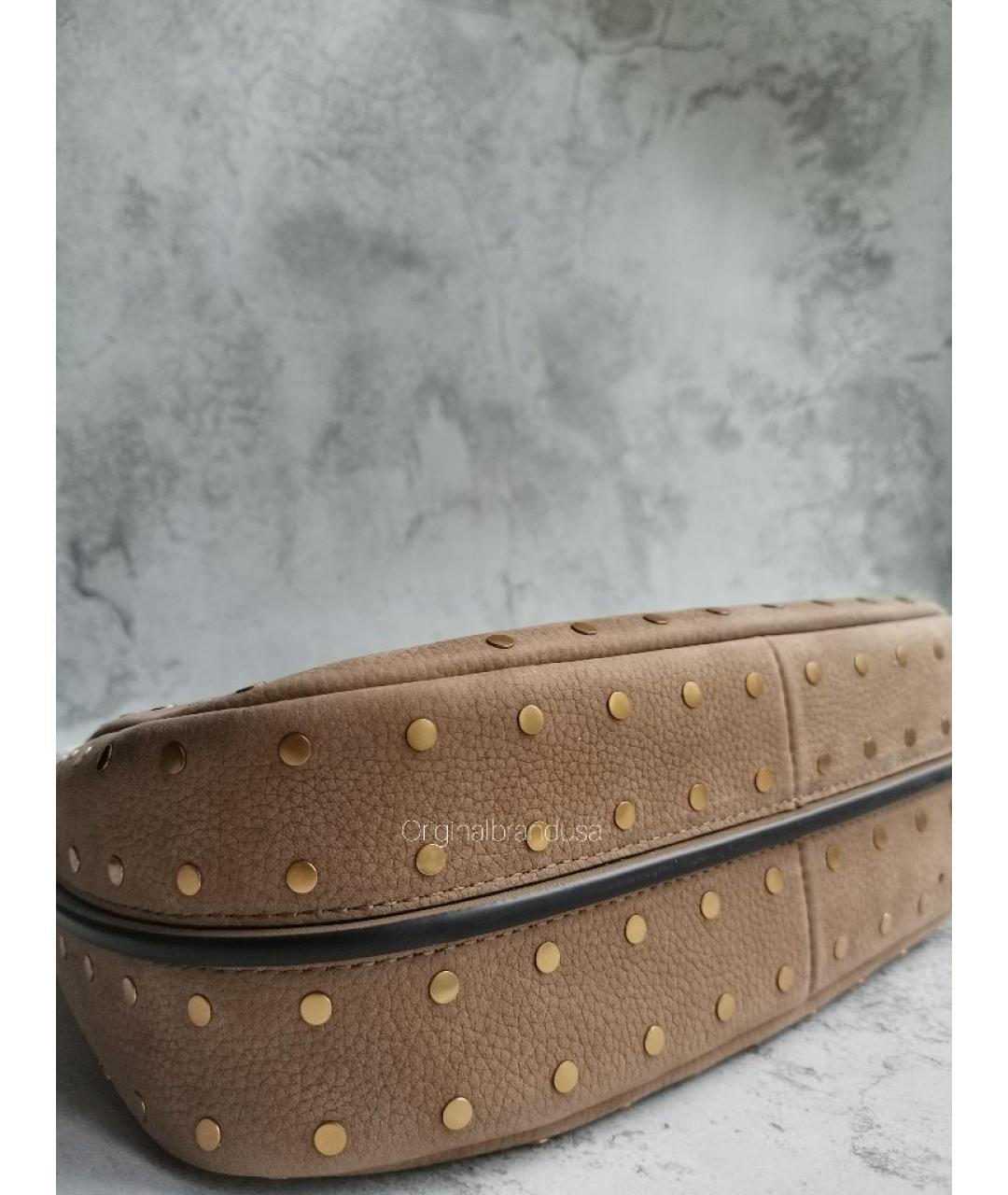 MICHAEL KORS Горчичная кожаная сумка с короткими ручками, фото 5