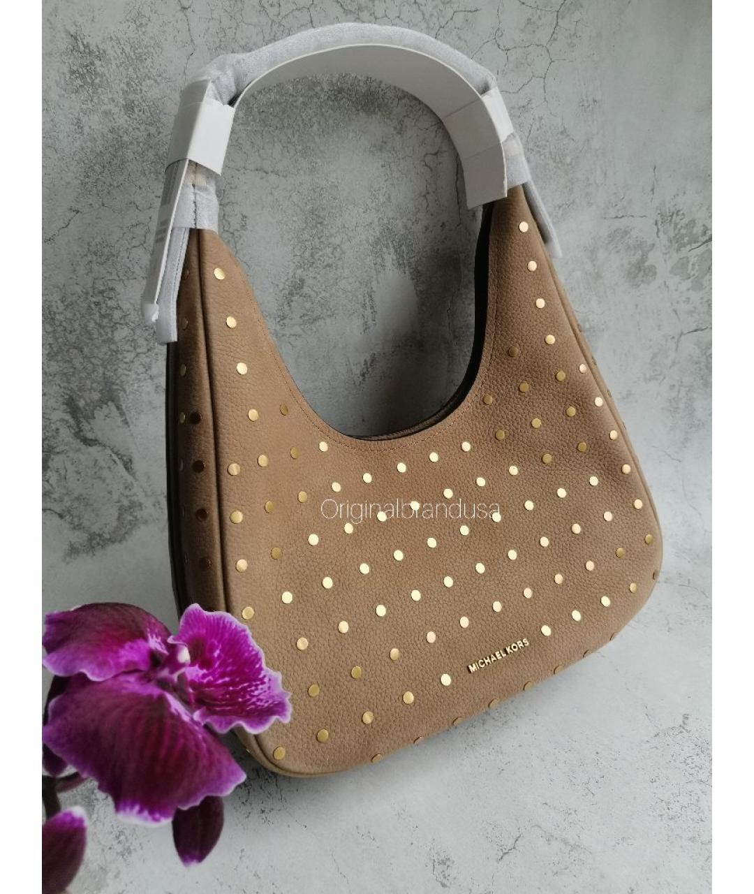 MICHAEL KORS Горчичная кожаная сумка с короткими ручками, фото 2