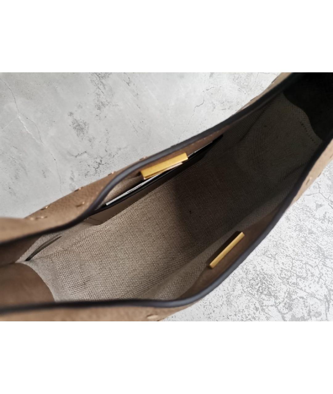 MICHAEL KORS Горчичная кожаная сумка с короткими ручками, фото 4