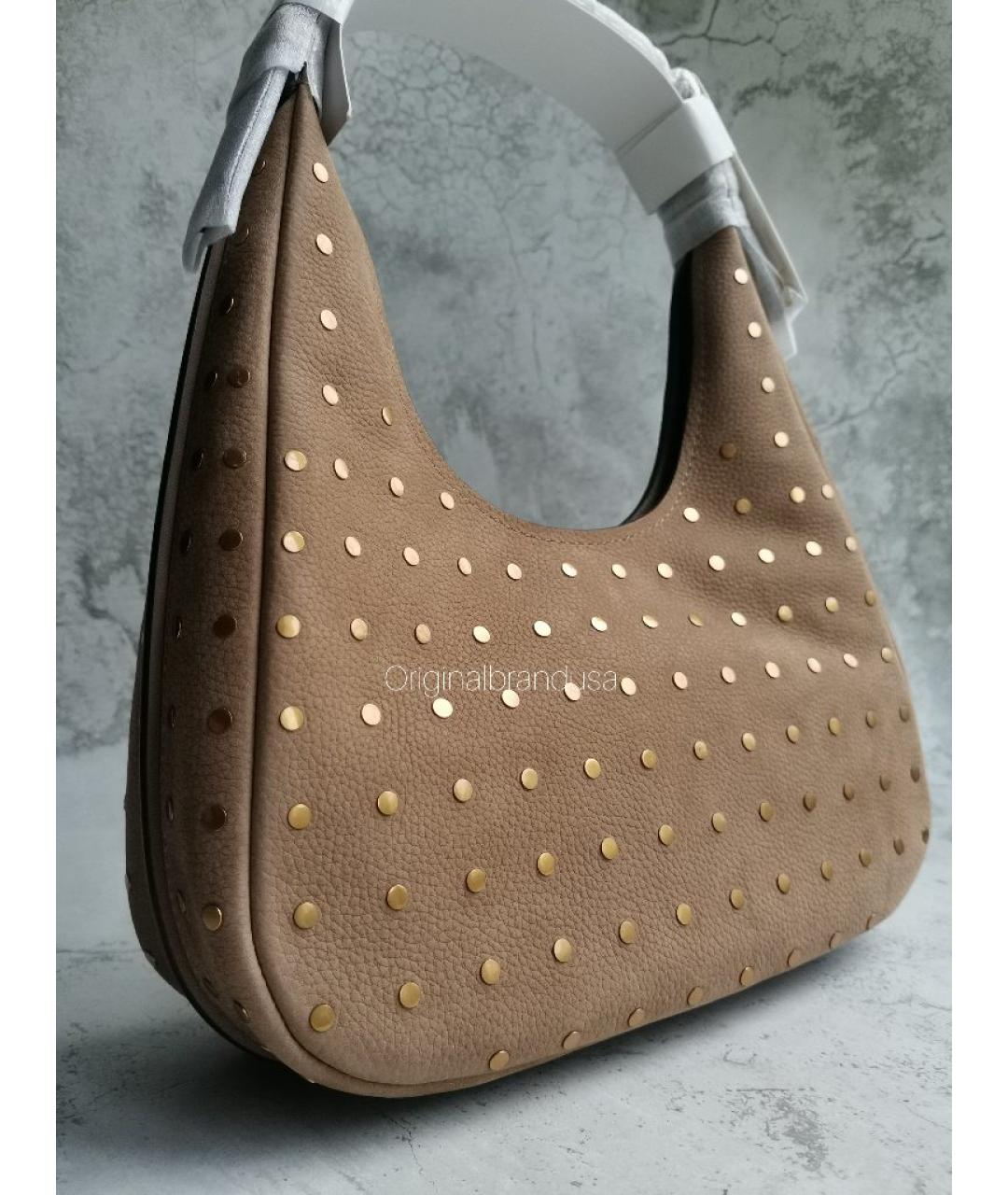 MICHAEL KORS Горчичная кожаная сумка с короткими ручками, фото 3