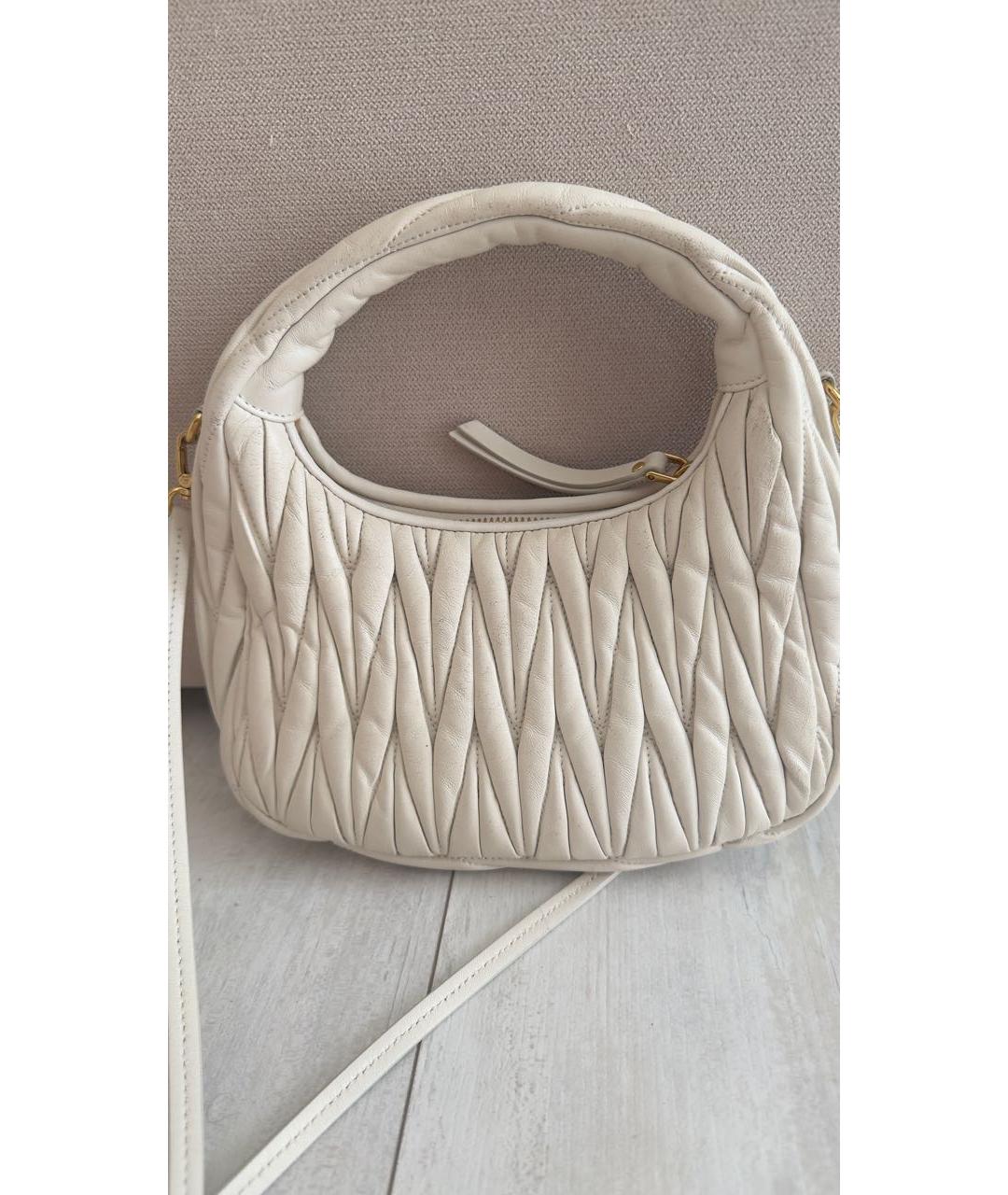 MIU MIU Белая кожаная сумка с короткими ручками, фото 6