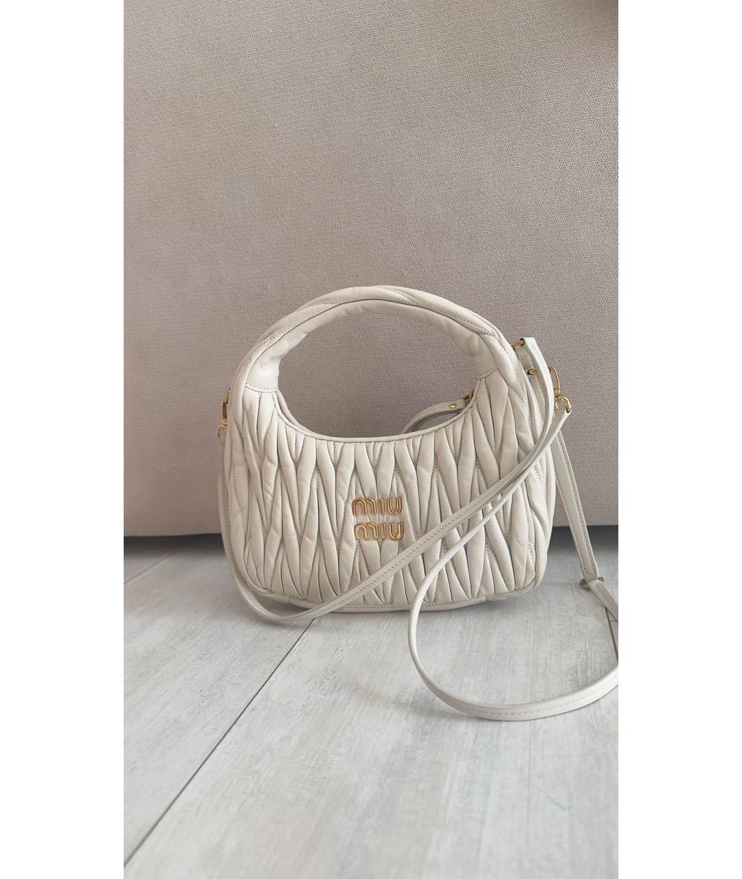 MIU MIU Белая кожаная сумка с короткими ручками, фото 7