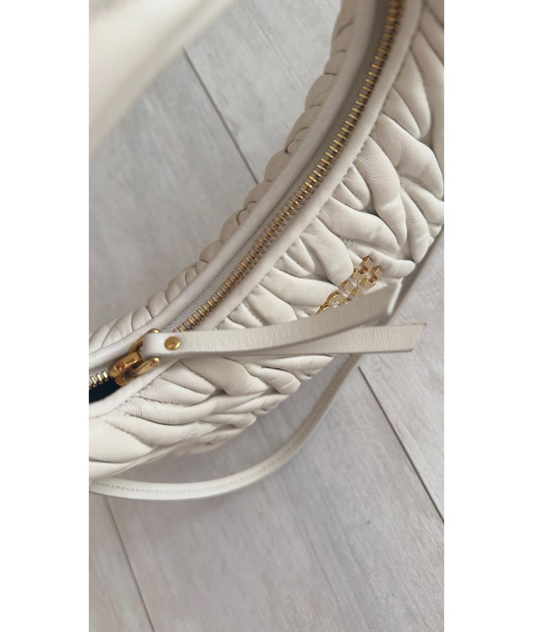 MIU MIU Белая кожаная сумка с короткими ручками, фото 4