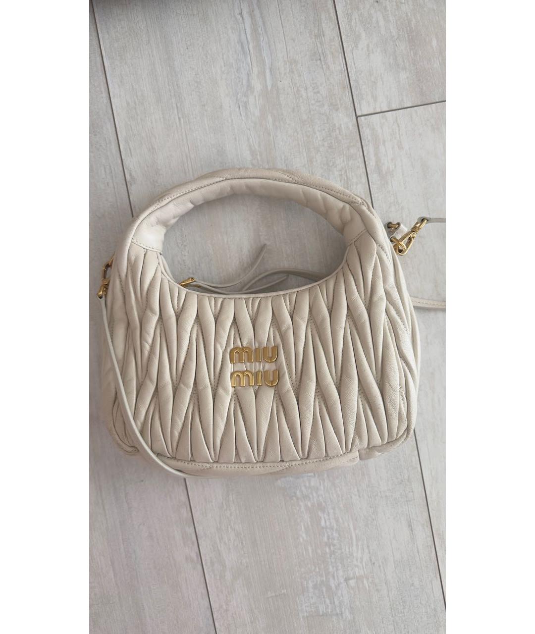 MIU MIU Белая кожаная сумка с короткими ручками, фото 2