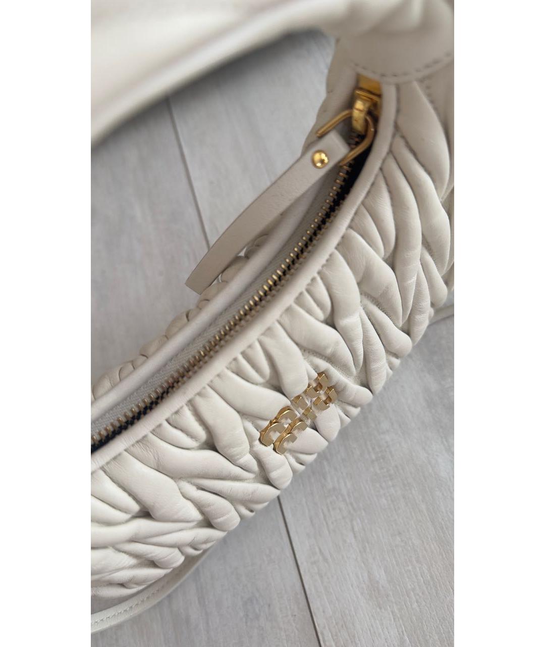MIU MIU Белая кожаная сумка с короткими ручками, фото 5