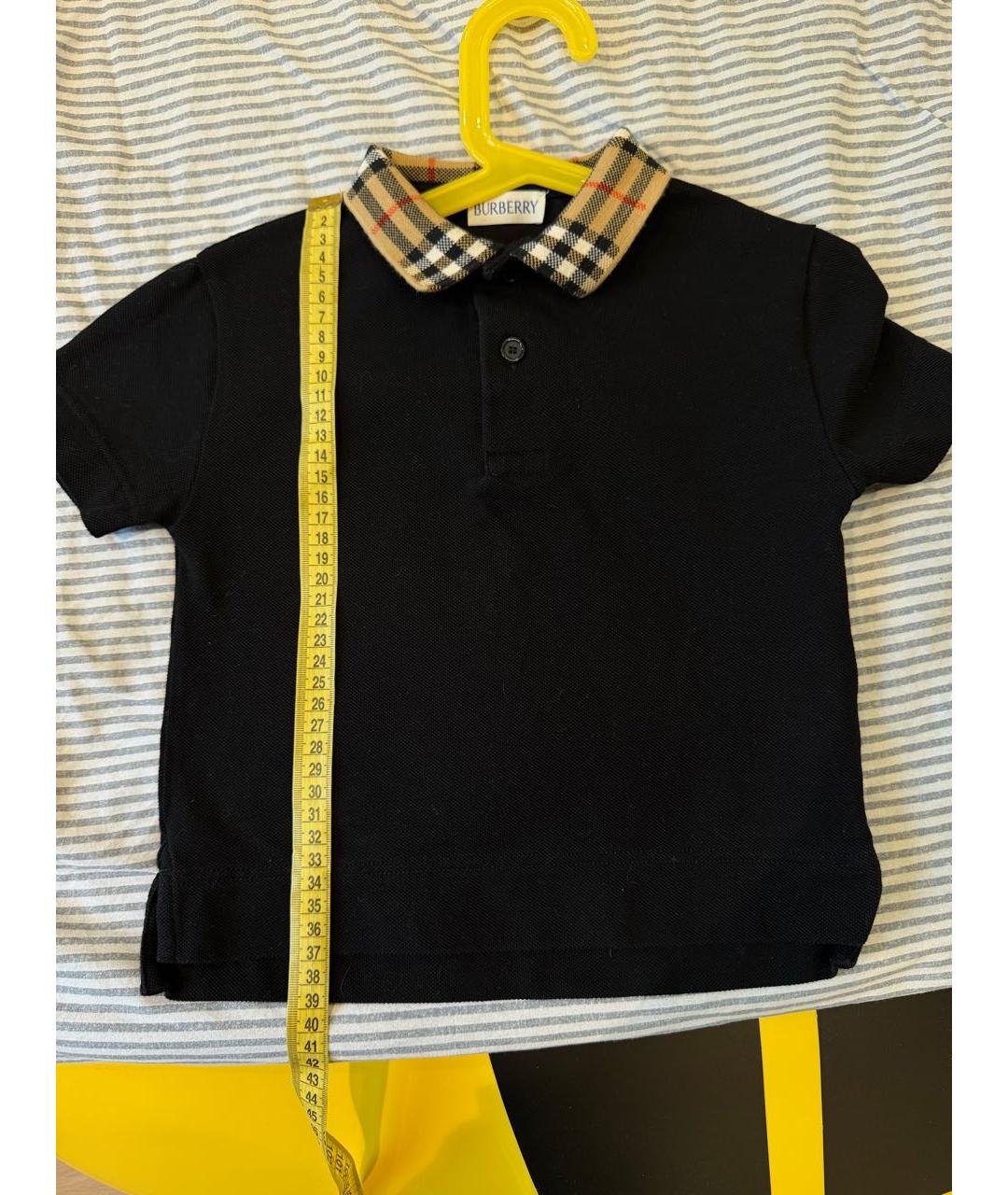 BURBERRY Черная хлопковая детская футболка, фото 8