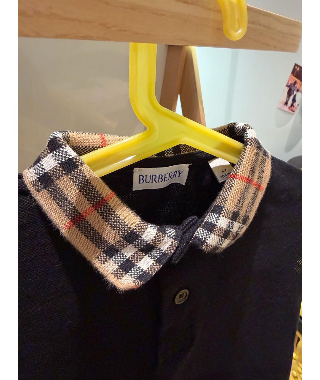 BURBERRY Черная хлопковая детская футболка, фото 4