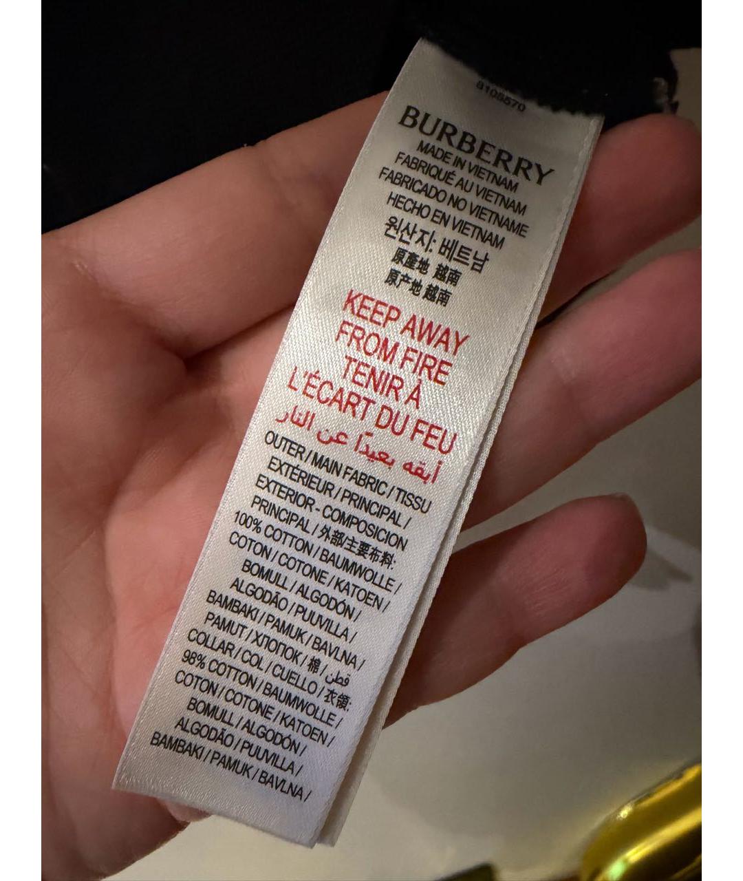 BURBERRY Черная хлопковая детская футболка, фото 5