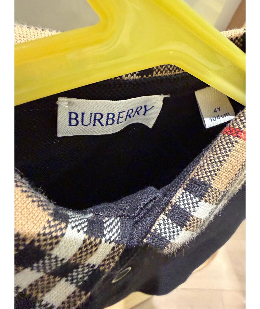 BURBERRY Черная хлопковая детская футболка, фото 3
