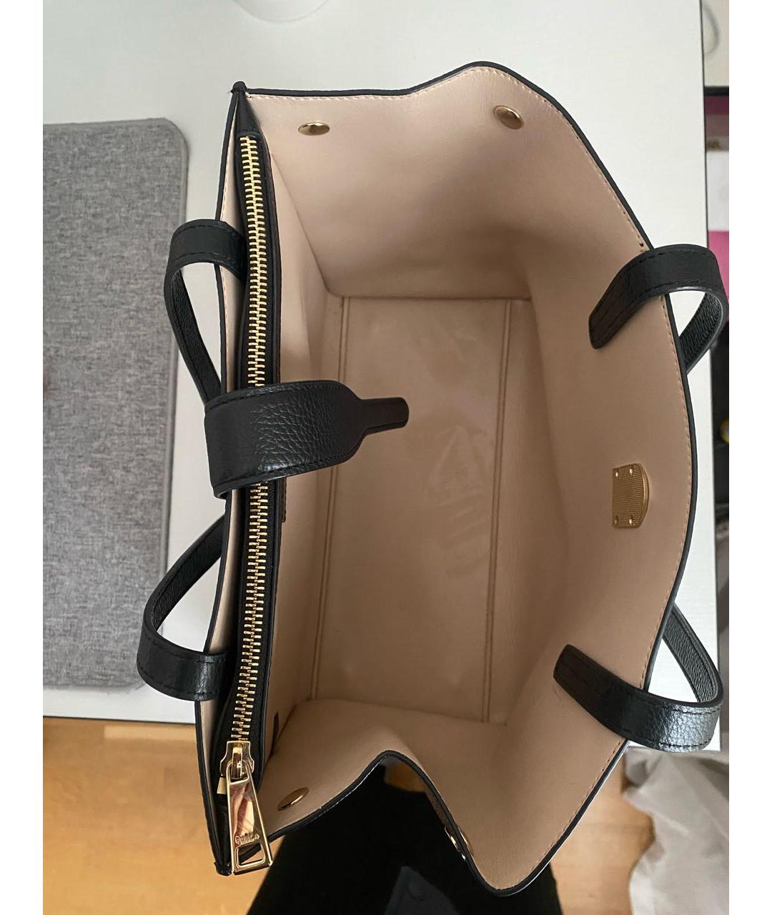 FURLA Черная кожаная сумка тоут, фото 4