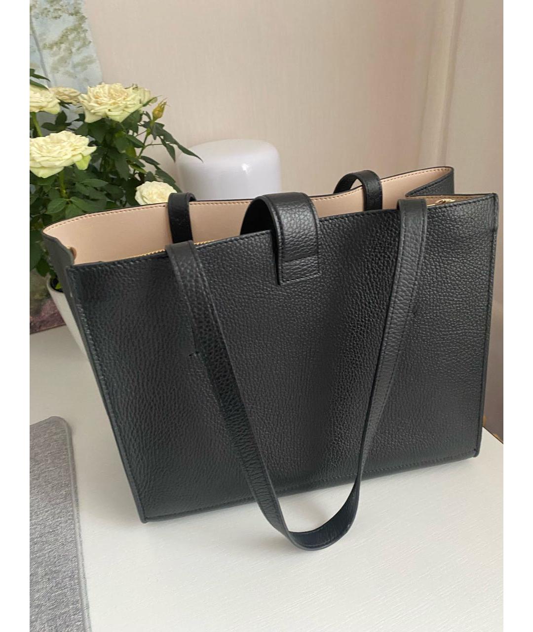 FURLA Черная кожаная сумка тоут, фото 3