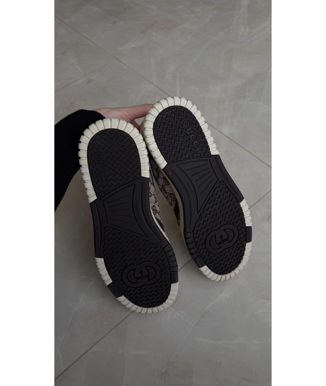 GUCCI Бежевые кожаные низкие кроссовки / кеды, фото 5