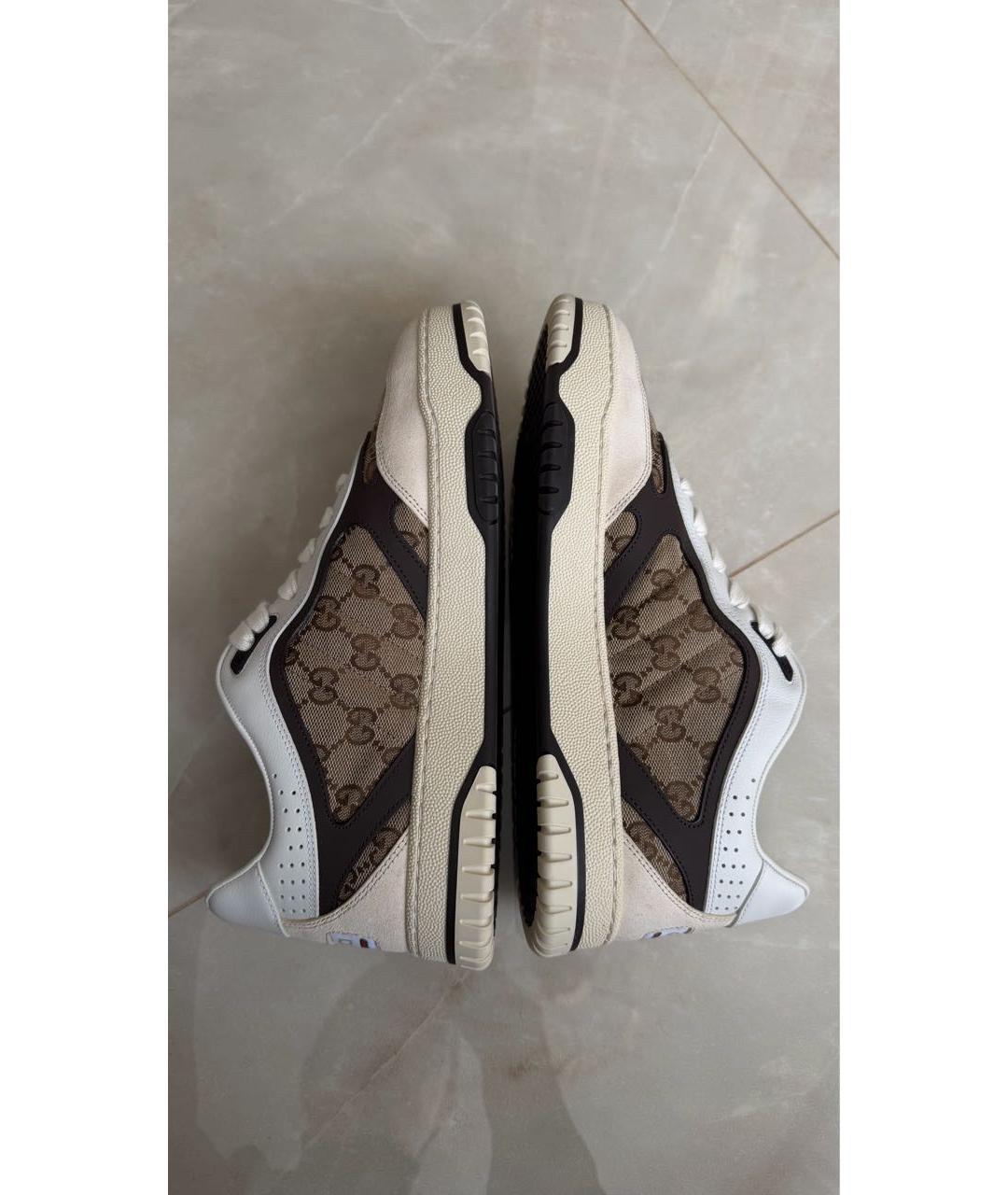 GUCCI Бежевые кожаные низкие кроссовки / кеды, фото 3