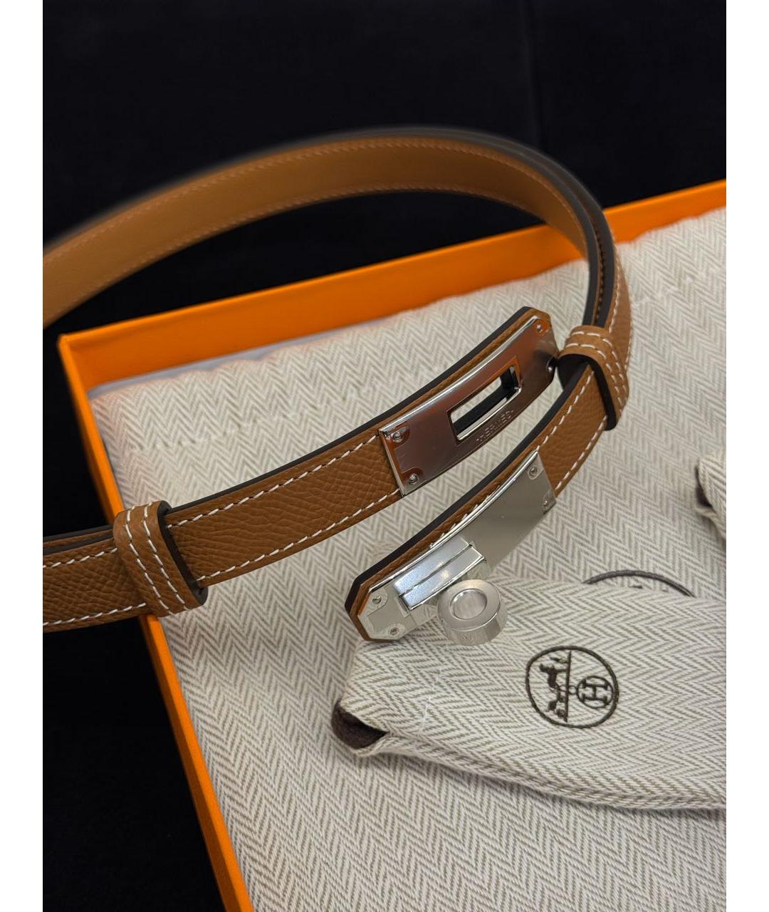 HERMES Коричневый кожаный ремень, фото 3