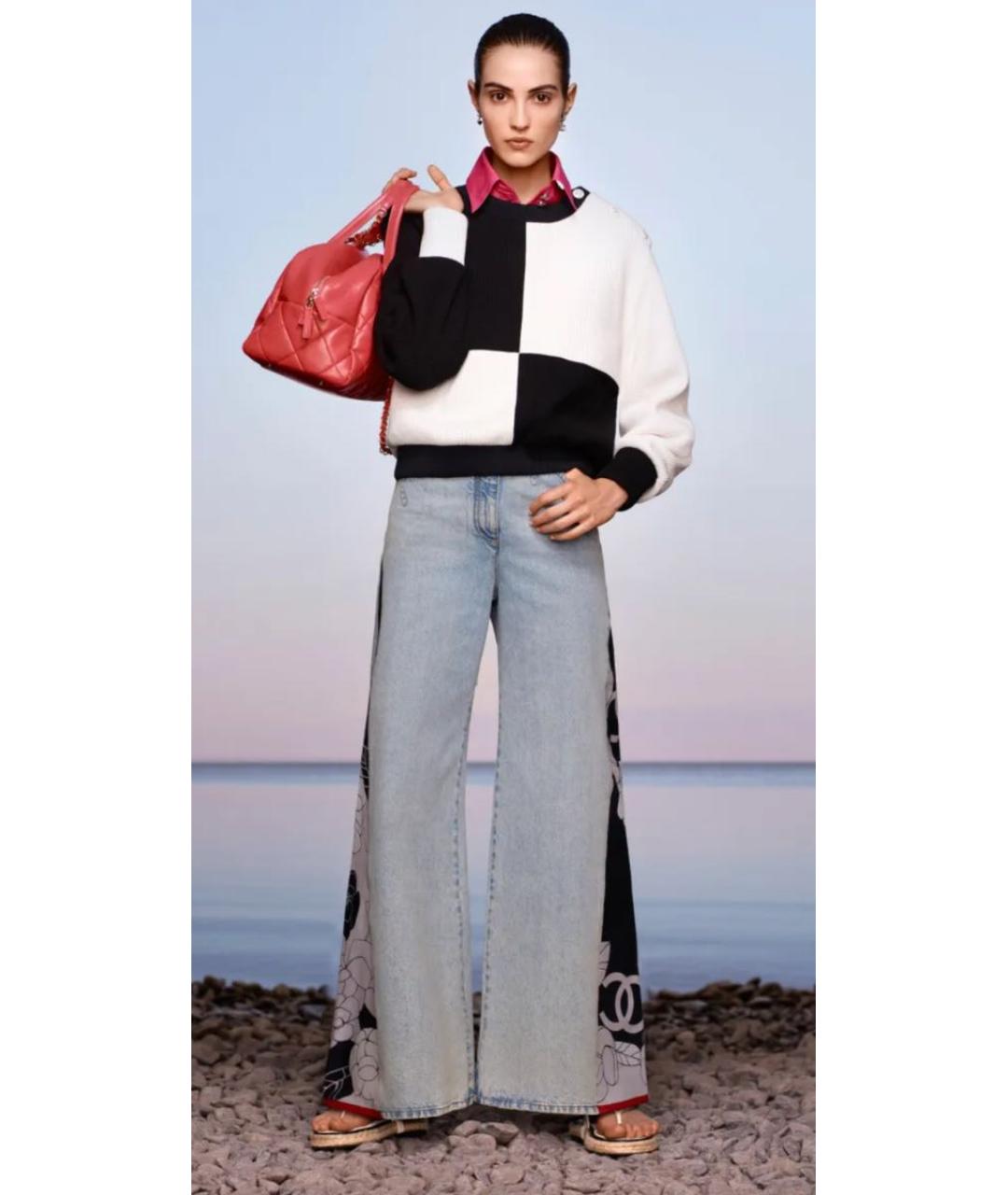 CHANEL Голубые хлопковые джинсы клеш, фото 5