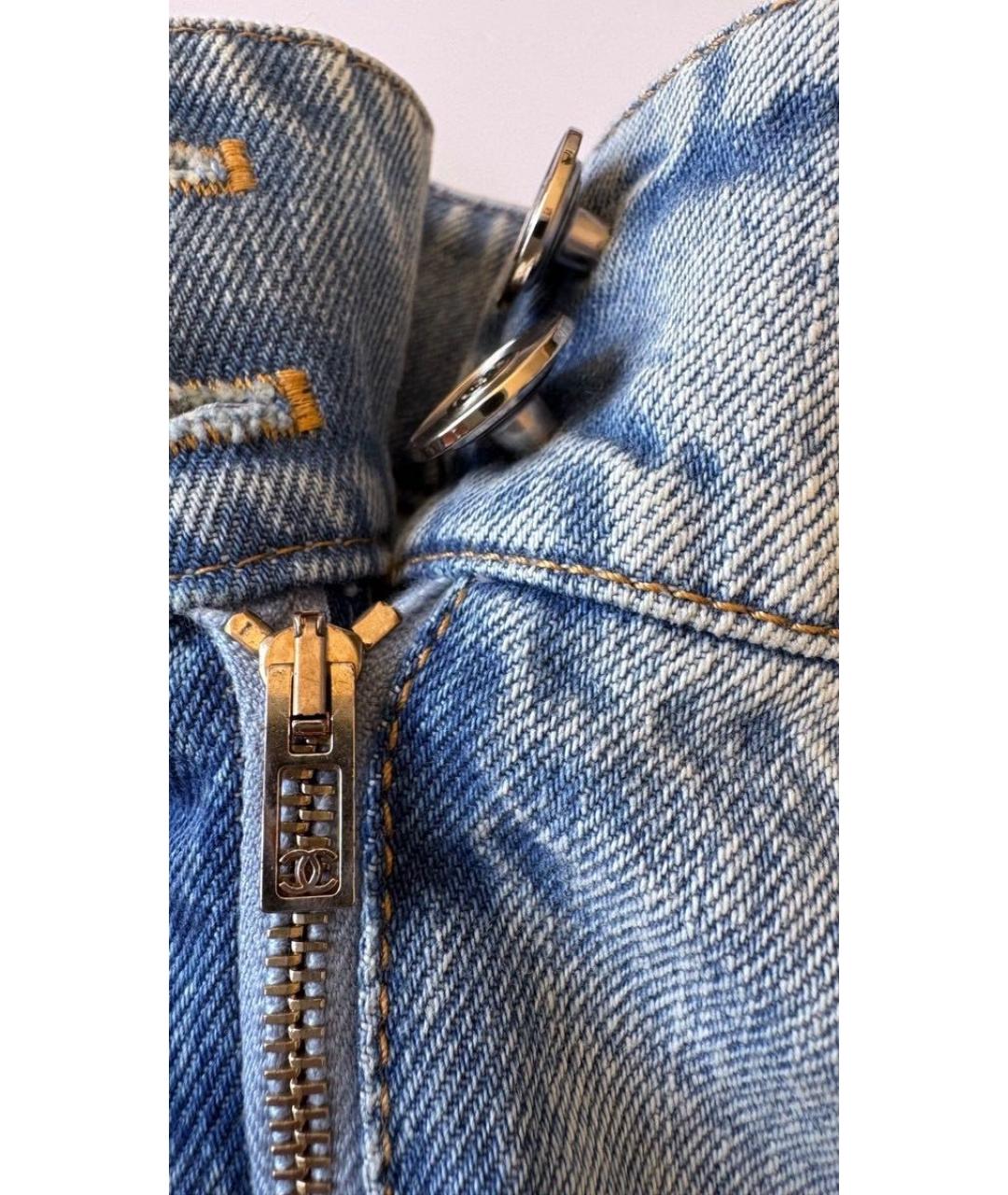 CHANEL Голубые хлопковые джинсы клеш, фото 7