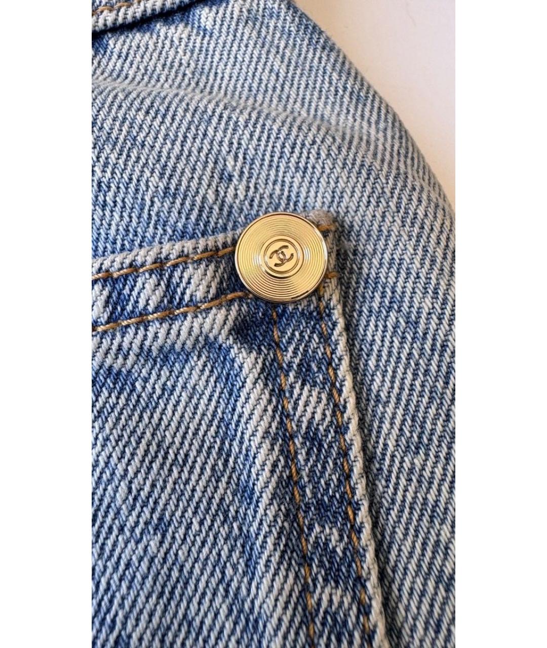 CHANEL Голубые хлопковые джинсы клеш, фото 8