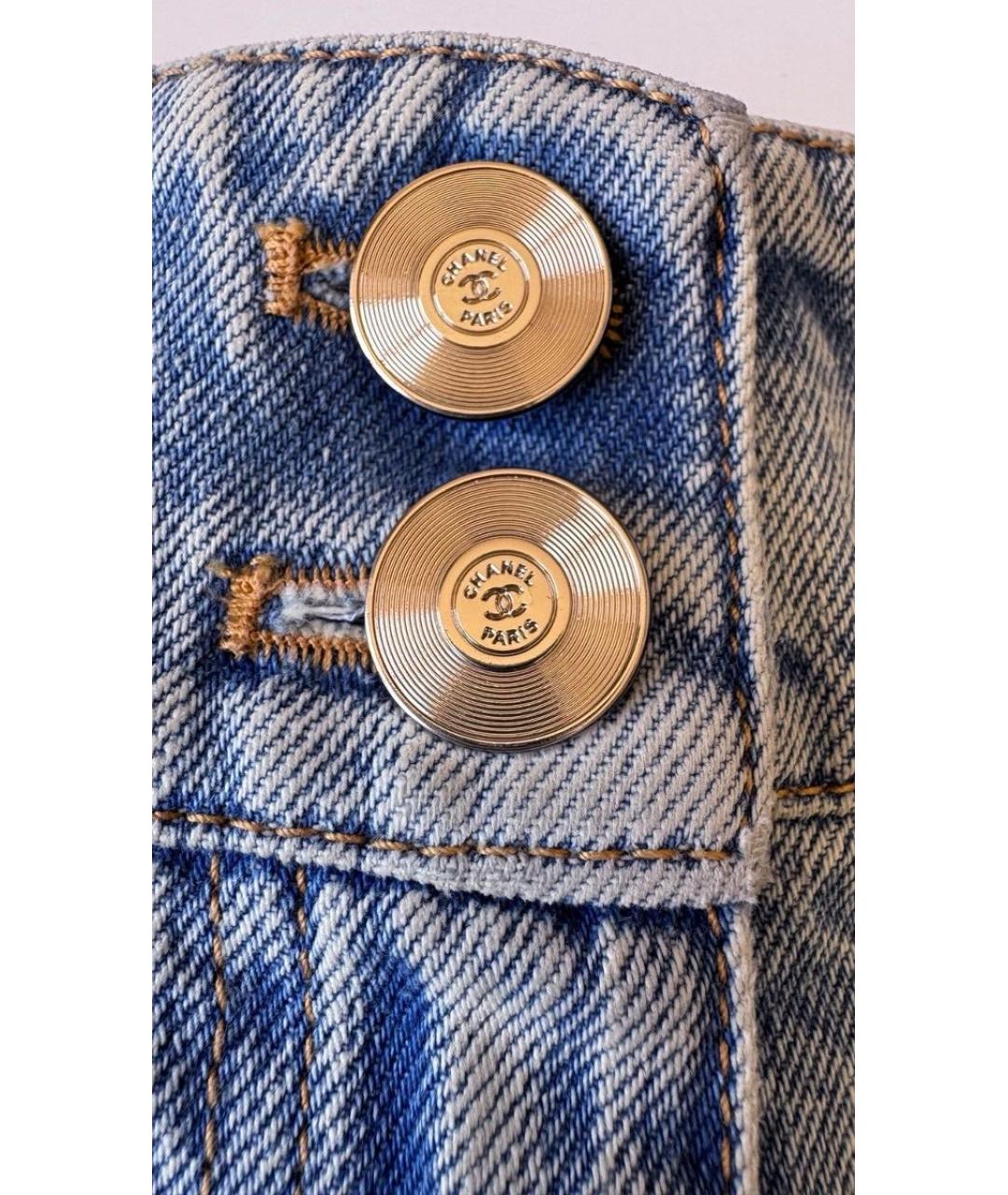 CHANEL Голубые хлопковые джинсы клеш, фото 4