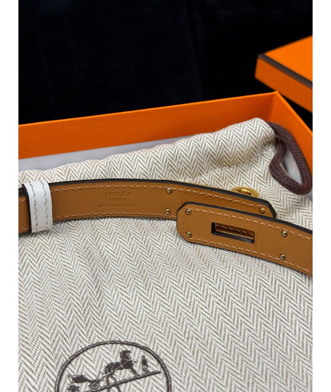 HERMES Белый кожаный ремень, фото 5