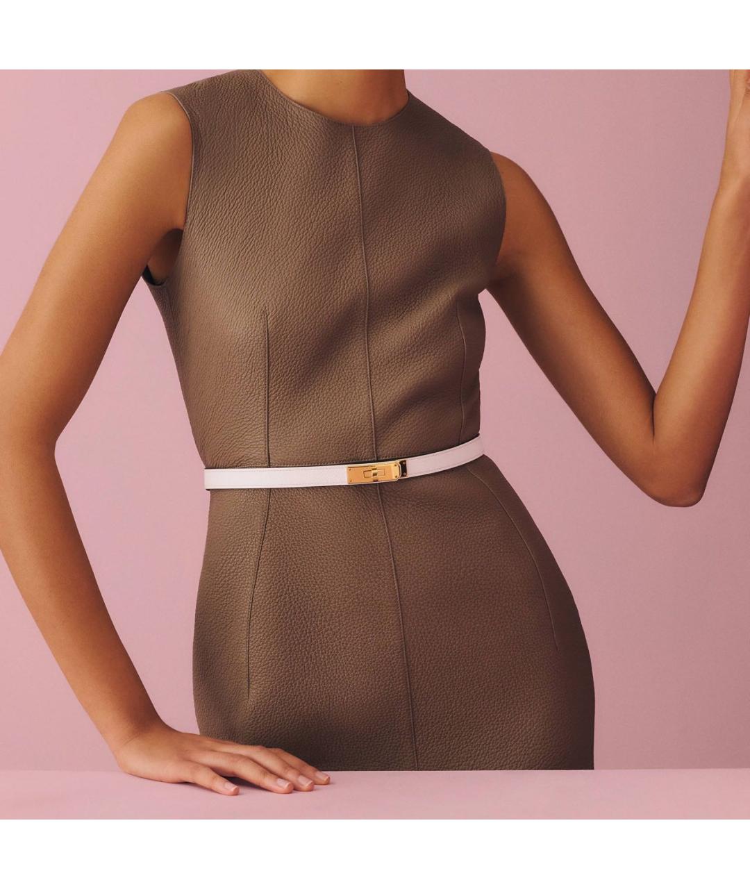 HERMES Белый кожаный ремень, фото 6