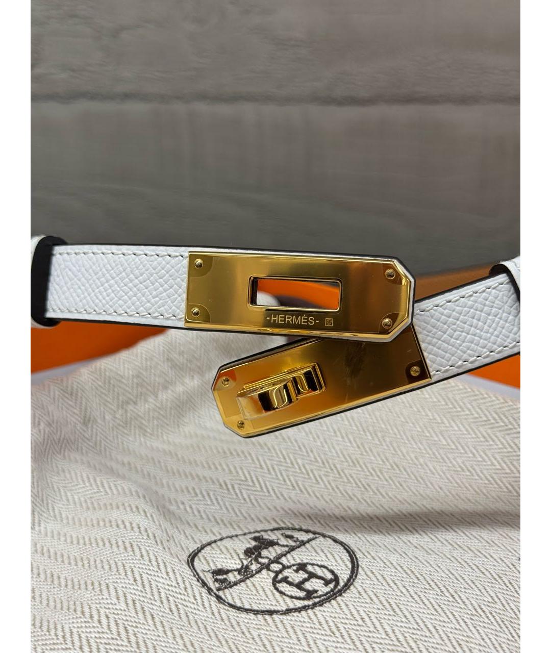 HERMES Белый кожаный ремень, фото 4