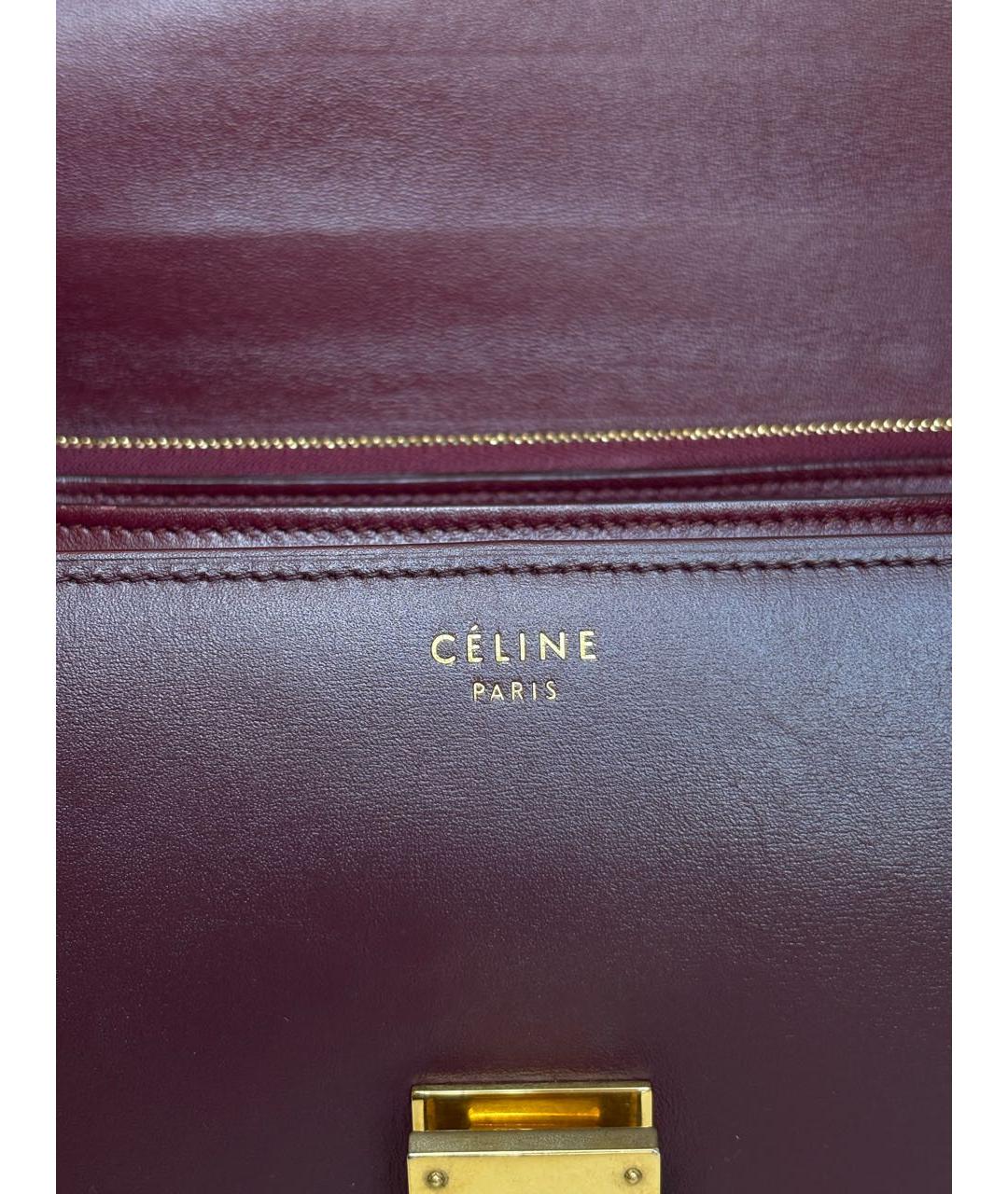 CELINE Бордовая кожаная сумка через плечо, фото 8