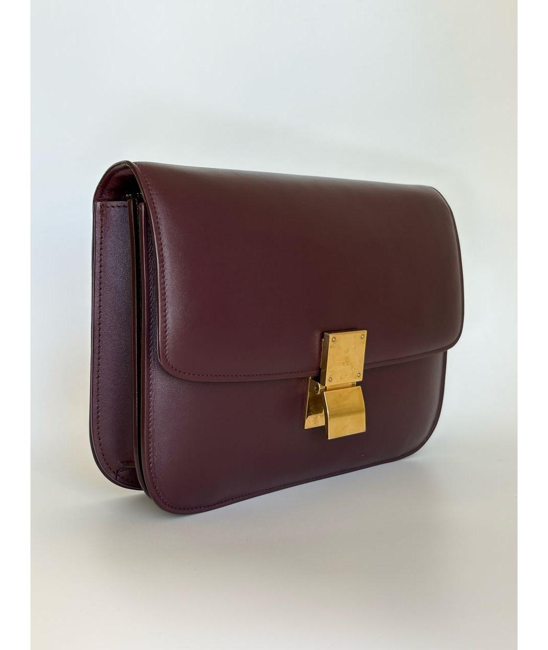 CELINE Бордовая кожаная сумка через плечо, фото 2