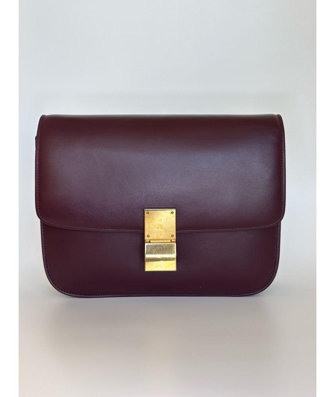 CELINE Бордовая кожаная сумка через плечо, фото 9