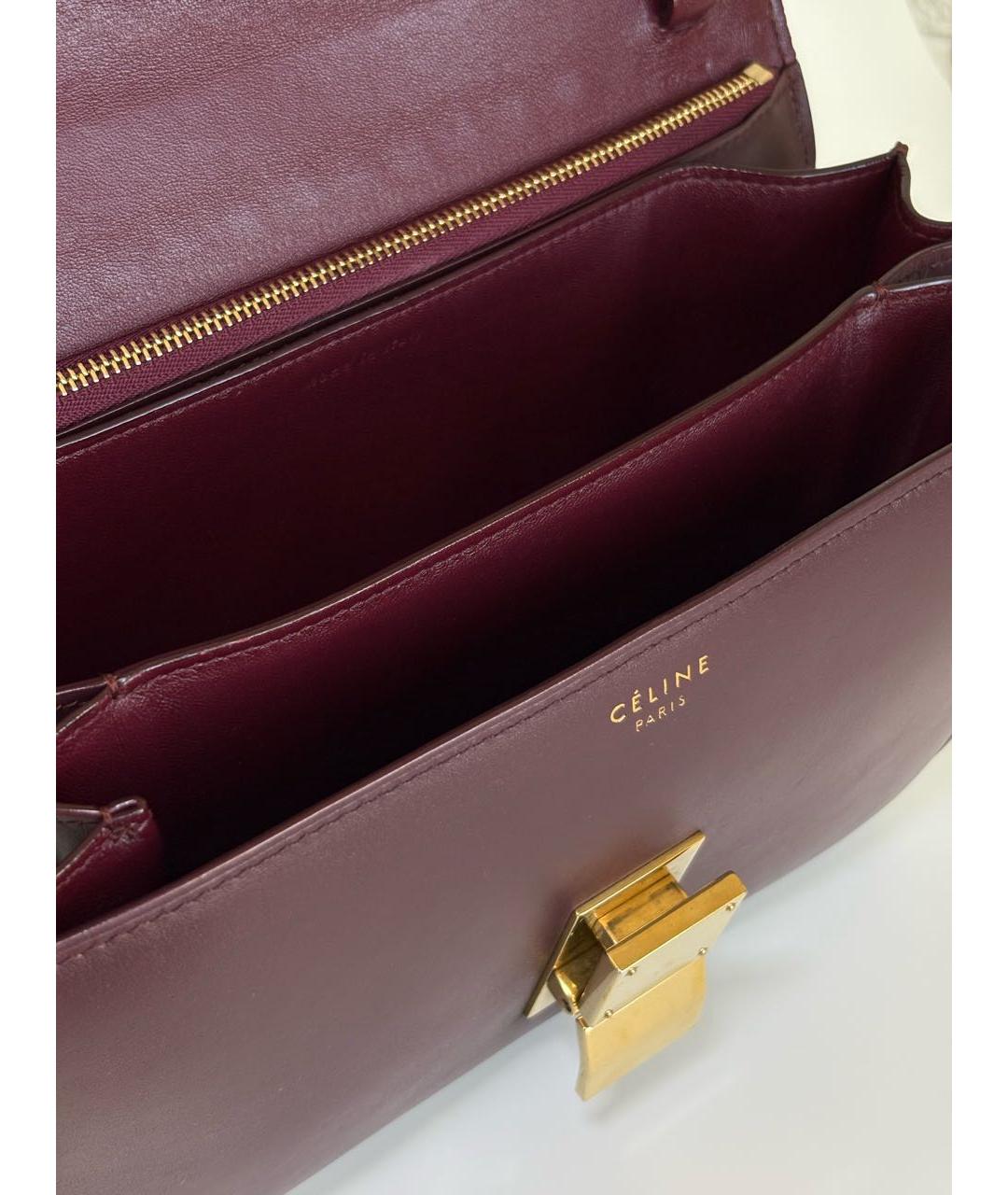 CELINE Бордовая кожаная сумка через плечо, фото 4