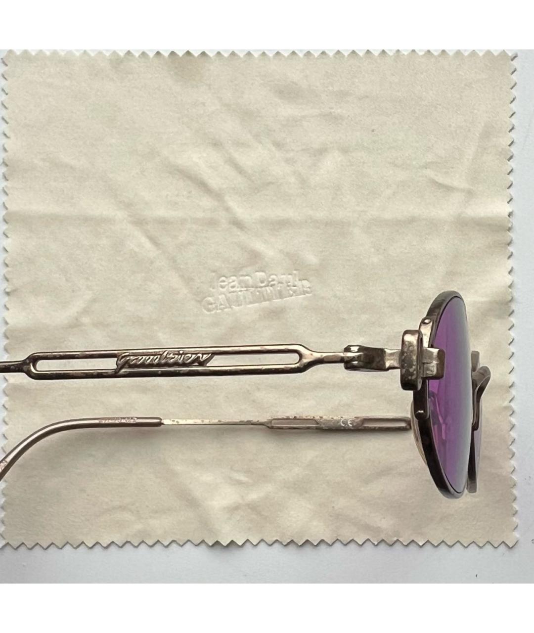 JEAN PAUL GAULTIER Золотые металлические солнцезащитные очки, фото 3