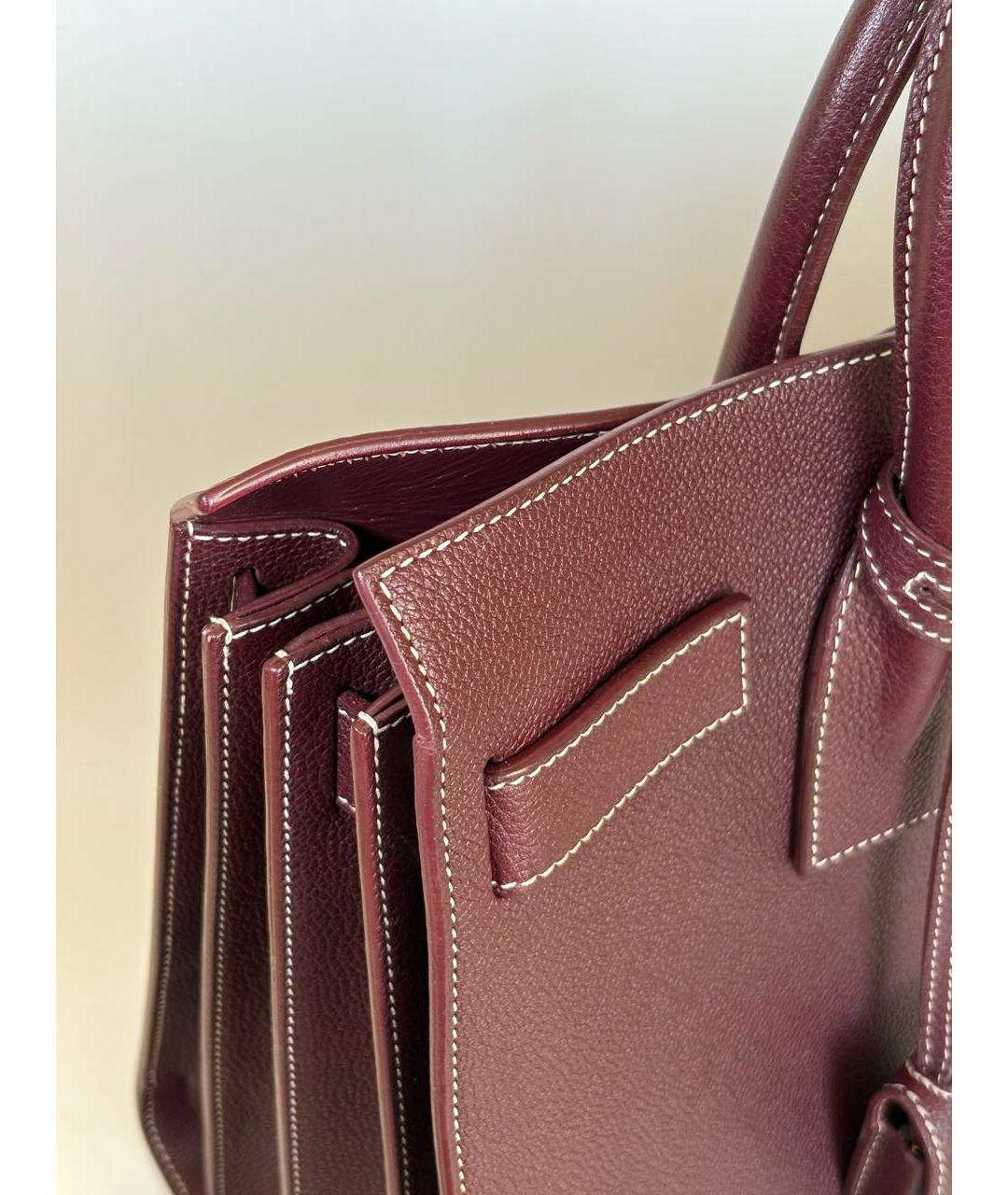 SAINT LAURENT Бордовая кожаная сумка с короткими ручками, фото 5