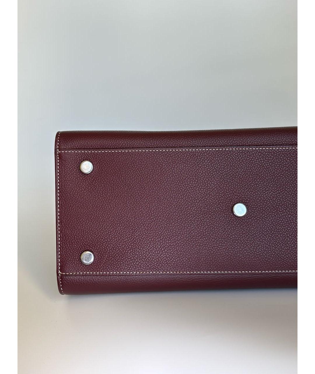 SAINT LAURENT Бордовая кожаная сумка с короткими ручками, фото 7