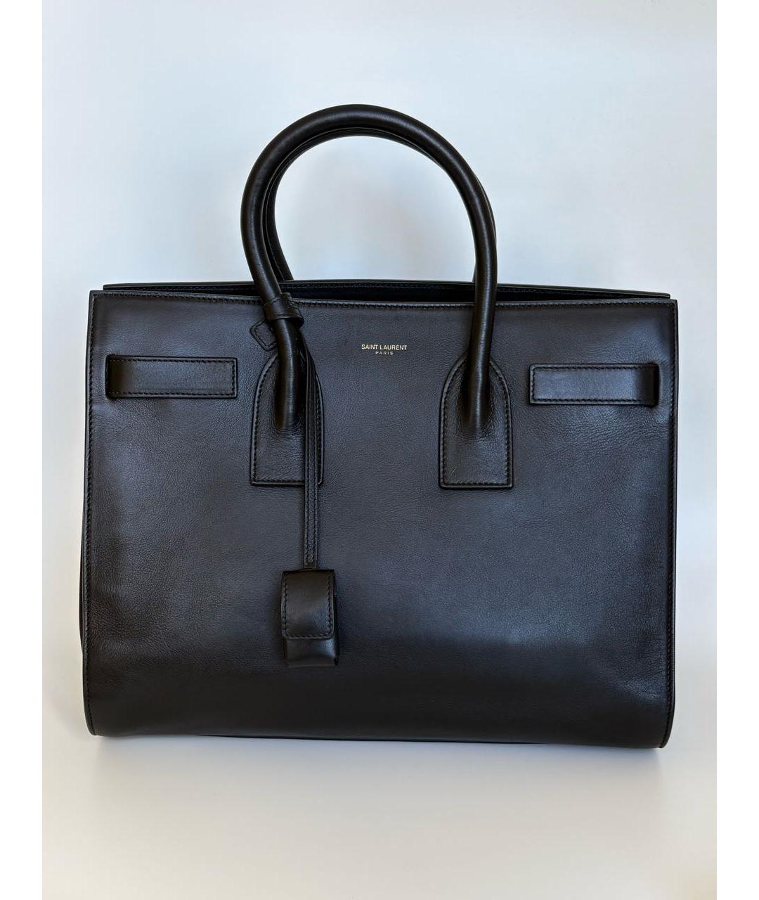 SAINT LAURENT Черная кожаная сумка с короткими ручками, фото 9