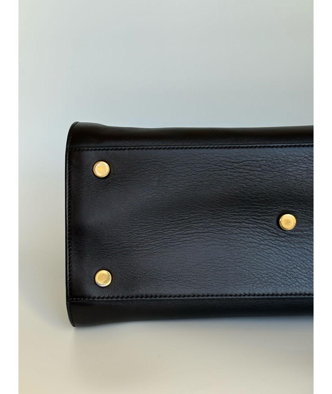 SAINT LAURENT Черная кожаная сумка с короткими ручками, фото 7