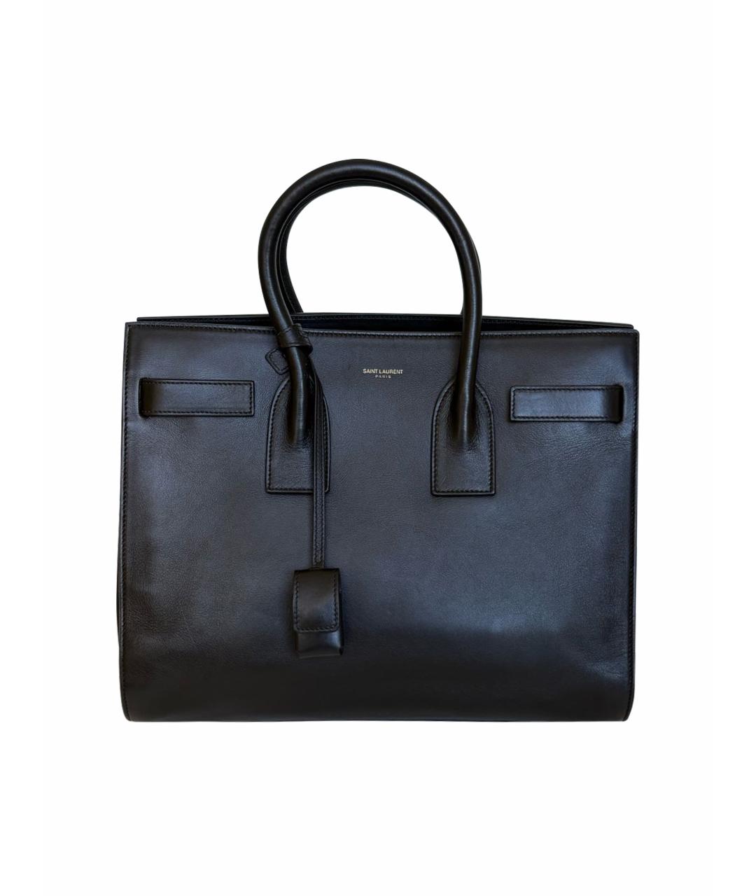 SAINT LAURENT Черная кожаная сумка с короткими ручками, фото 1