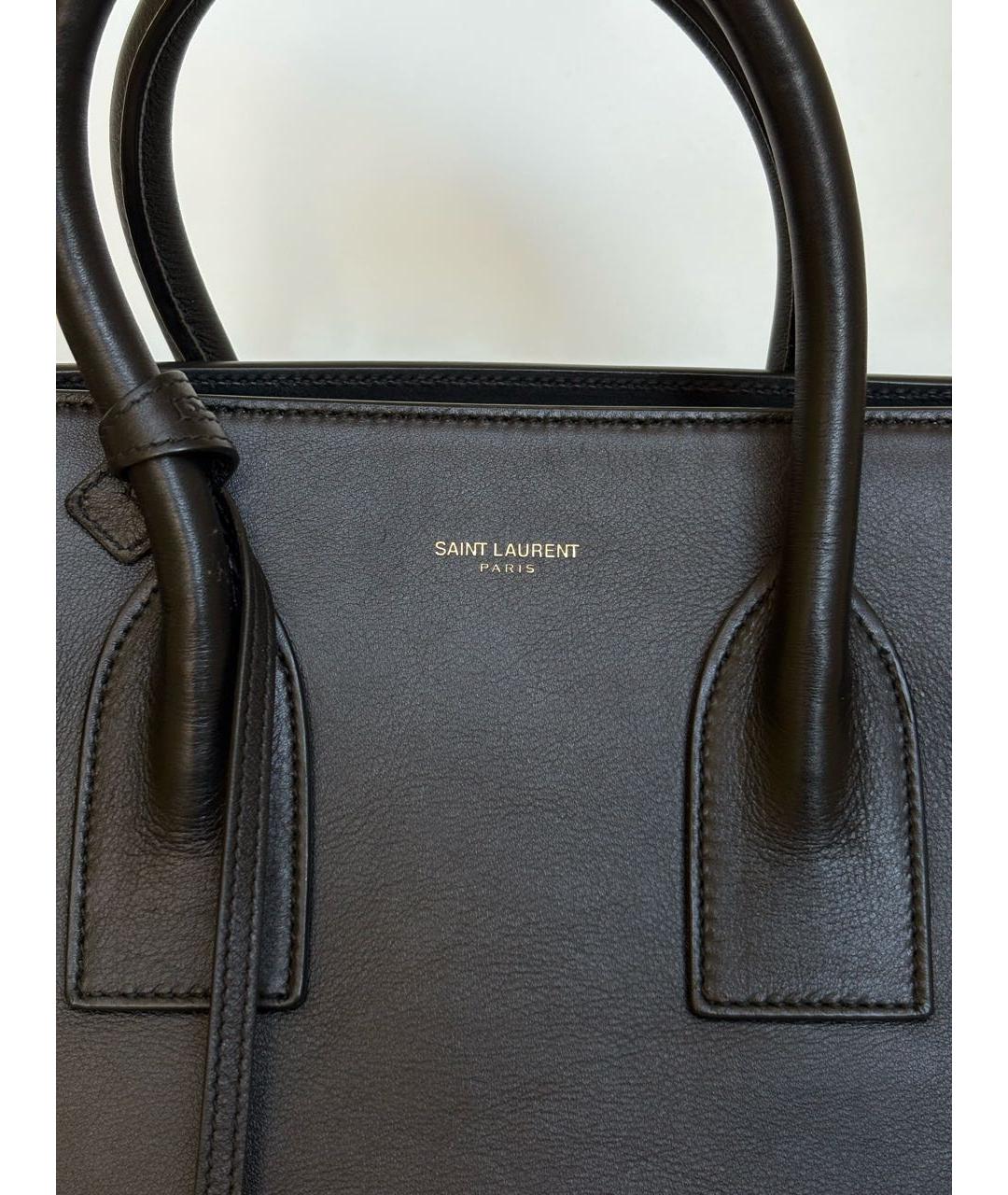 SAINT LAURENT Черная кожаная сумка с короткими ручками, фото 4