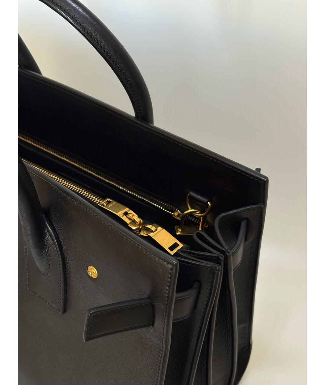 SAINT LAURENT Черная кожаная сумка с короткими ручками, фото 6