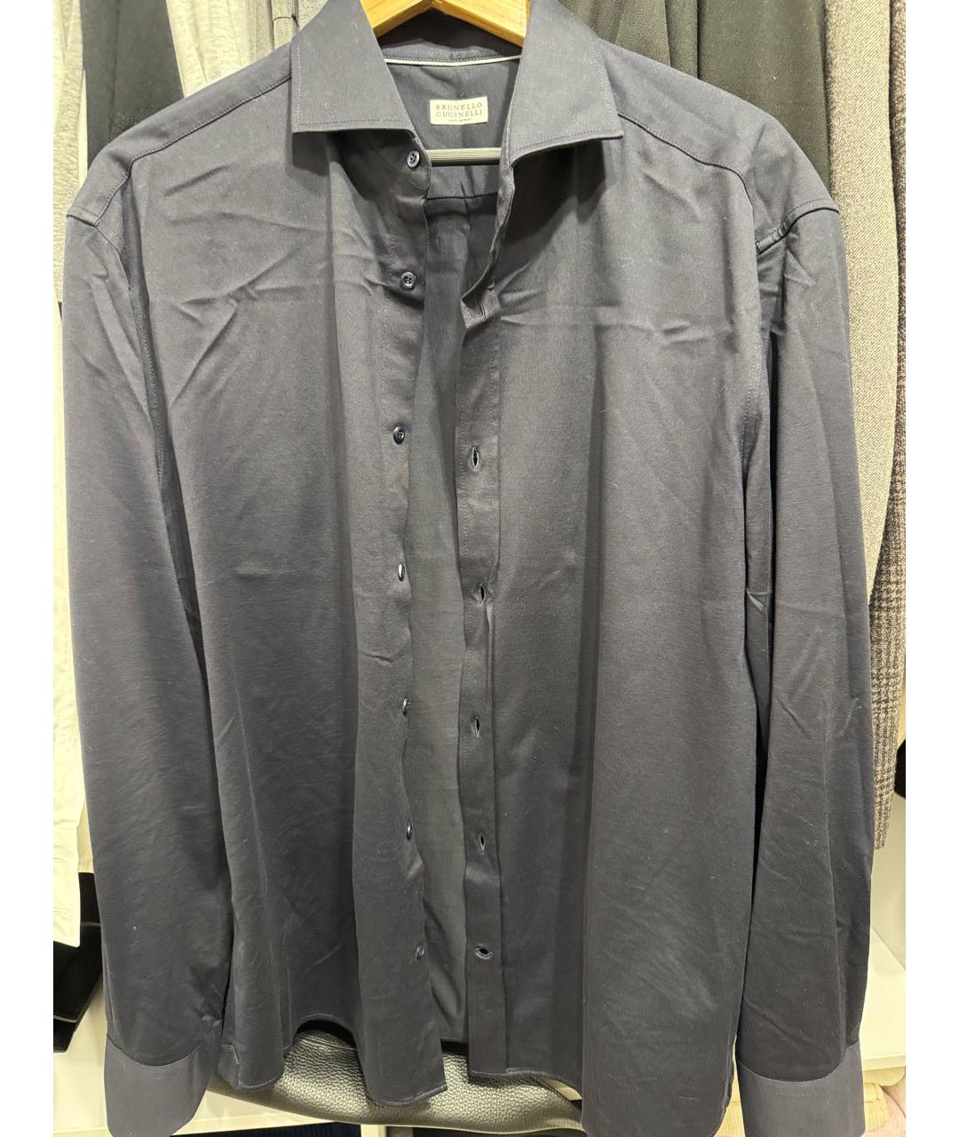 BRUNELLO CUCINELLI Темно-синяя хлопковая кэжуал рубашка, фото 6