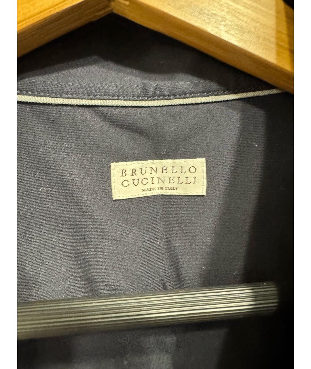 BRUNELLO CUCINELLI Темно-синяя хлопковая кэжуал рубашка, фото 2